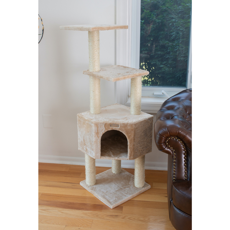 Modern Cat Tower with Sisal PostPlush Bed - 48 Inches Tall