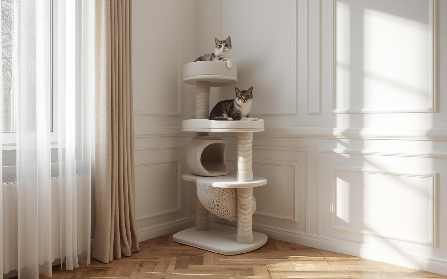 space saving corner cat tree for apartments