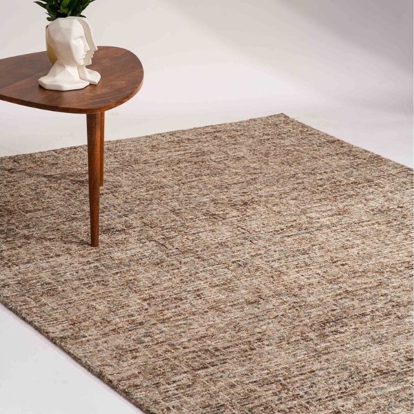 Hand Tufted Wool 6'x9' Area Rug Solid Beige Brown