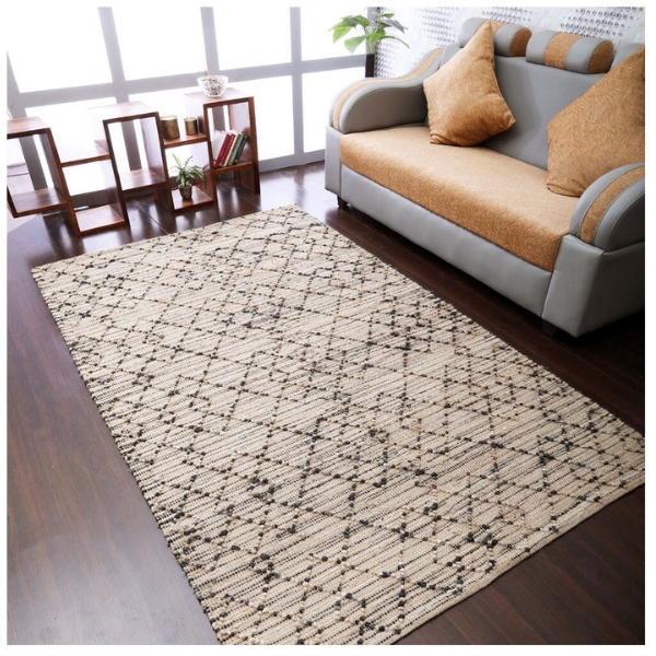 Hand Woven Jute 6'x9' Area Rug Contemporary Light Brown