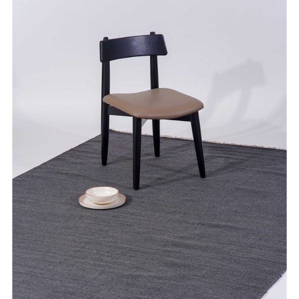 Hand Woven Flat Weave Kilim Wool 6'x9' Area Rug Solid Charcoal